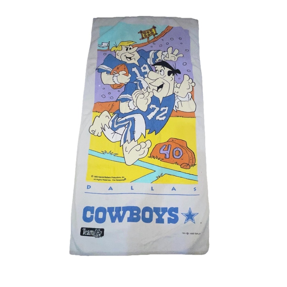 VTG 1993 Flintstone Dallas Cowboys Beach Towel Bath Towel NFL Fred Flintstone